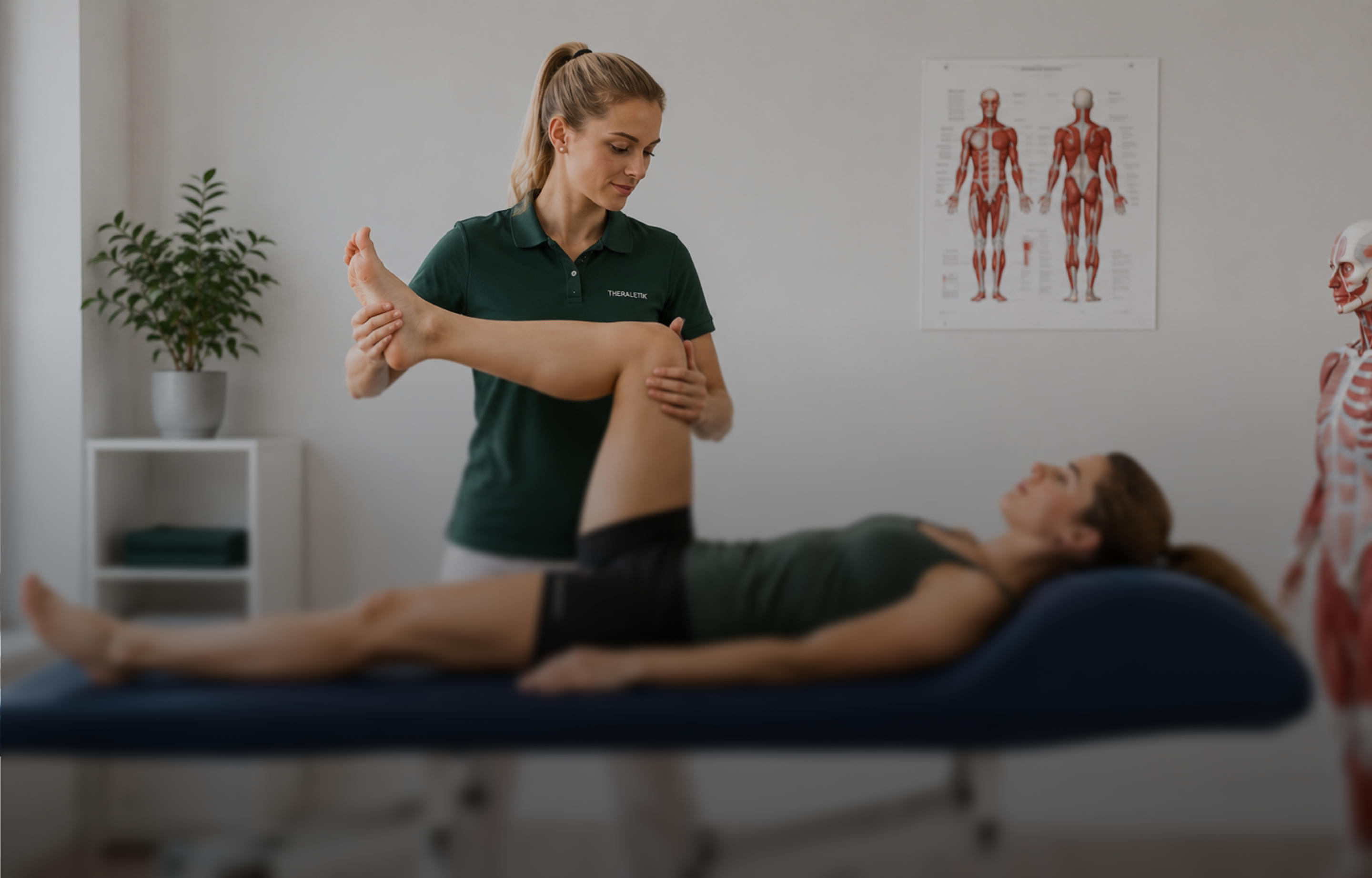 Physiotherapeutin behandelt einen Patienten