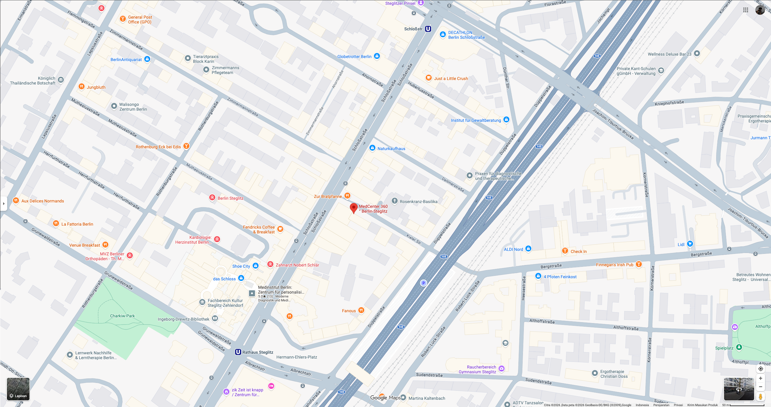 Karte: Theraletik Steglitz, Kielerstraße 1–2, 12173 Berlin